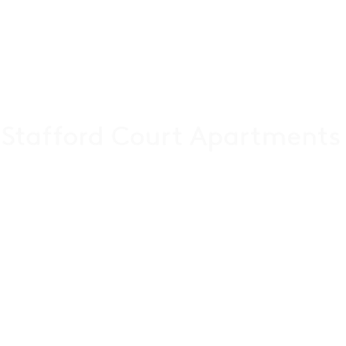The image displays the text "Stafford Court Apartments" in white against a black background.